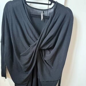 All Saints Black Wrap Sweater